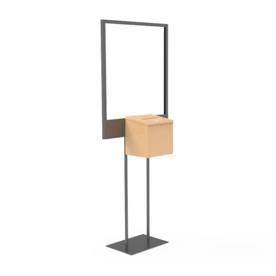 Stand, Bulletin Poster Donation Ballot Collection with Metal Box