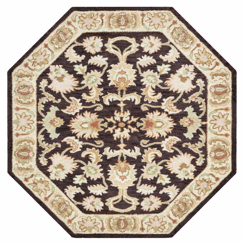 Beachampton Hand Tufted Wool Eco-Friendly Area Rugs - Octagon, Brown Beige Color, Oriental Design, High Pile Thick Handmade Anti Skid Area Rugs for Living Room, Bed Room