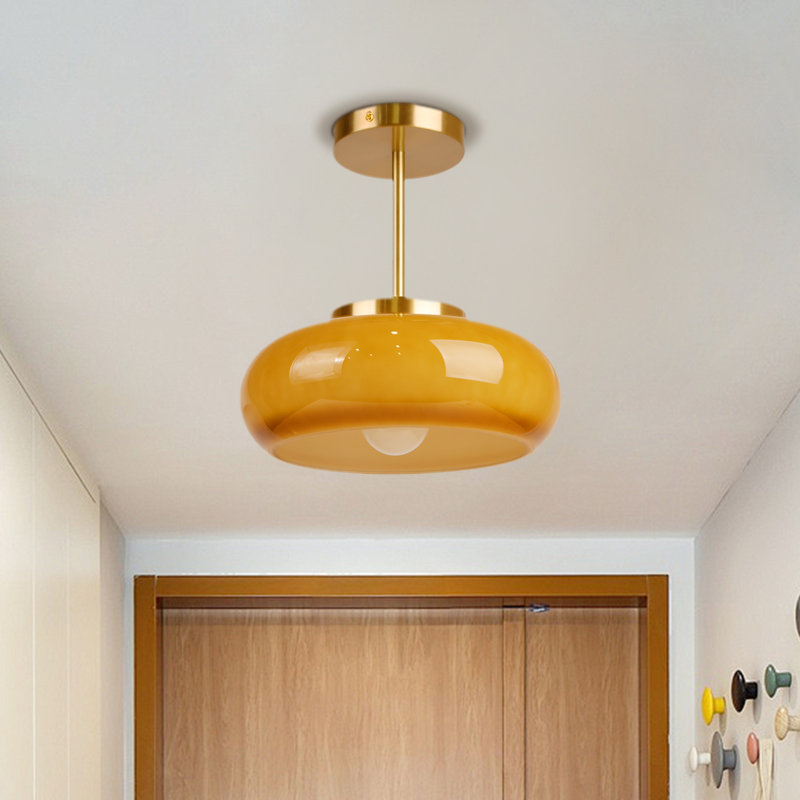 Glass Semi Flush Mount, 28cm H x 40cm W x 40cm D