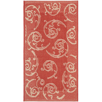 Tapis intérieur / extérieur rouge / naturel Arneshia