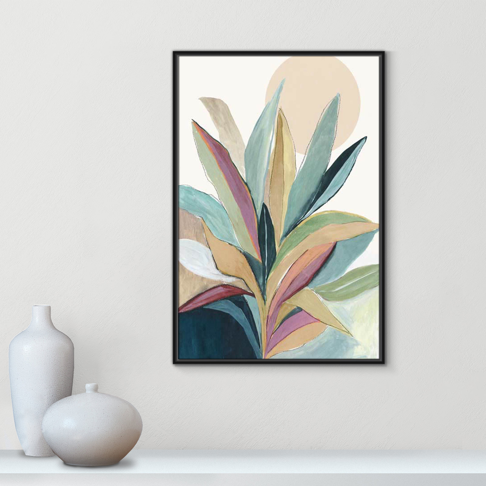 Sherbrooke Sunny Bright Leaves I by Asia Jensen Print, No Mat, 37.5" H x 25.5" W x 2" D, Black Floater Framed