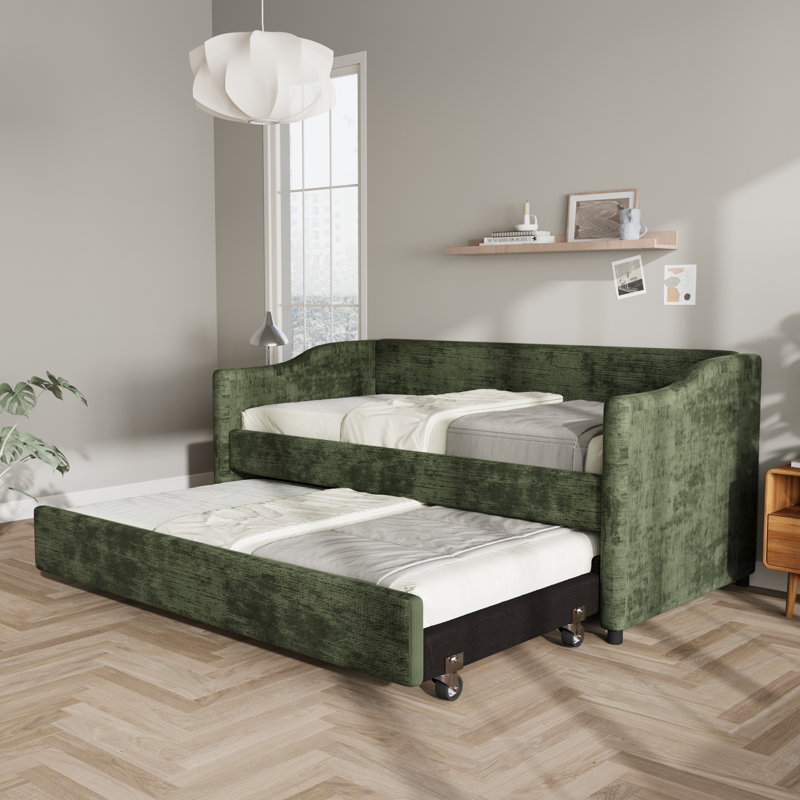 Lit de jour rembourré avec couchette, Vert