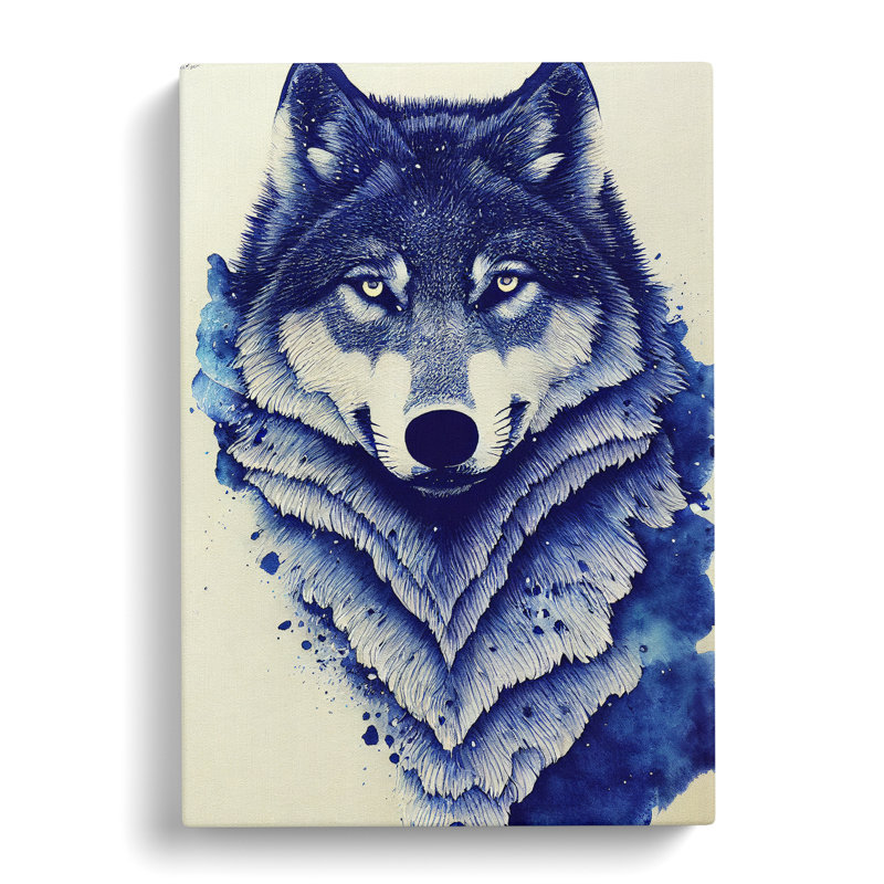 Winter Wolf Art No.2 - Wall Art, Wrapped Canvas, 50cm H x 35cm W, No Matte