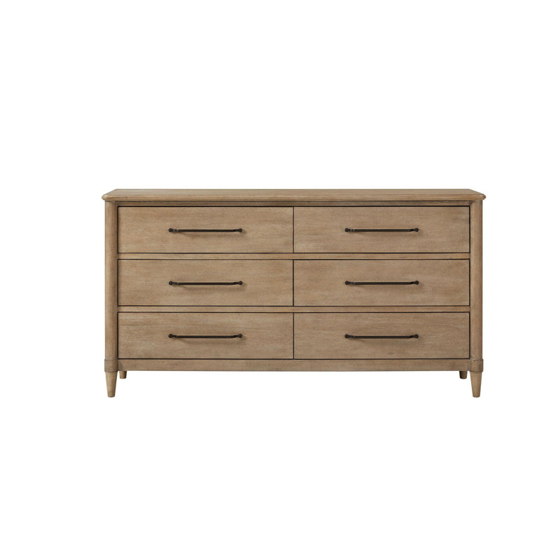 Sand Finish 6-Drawer Dresser with Felt Lined Top Drawers