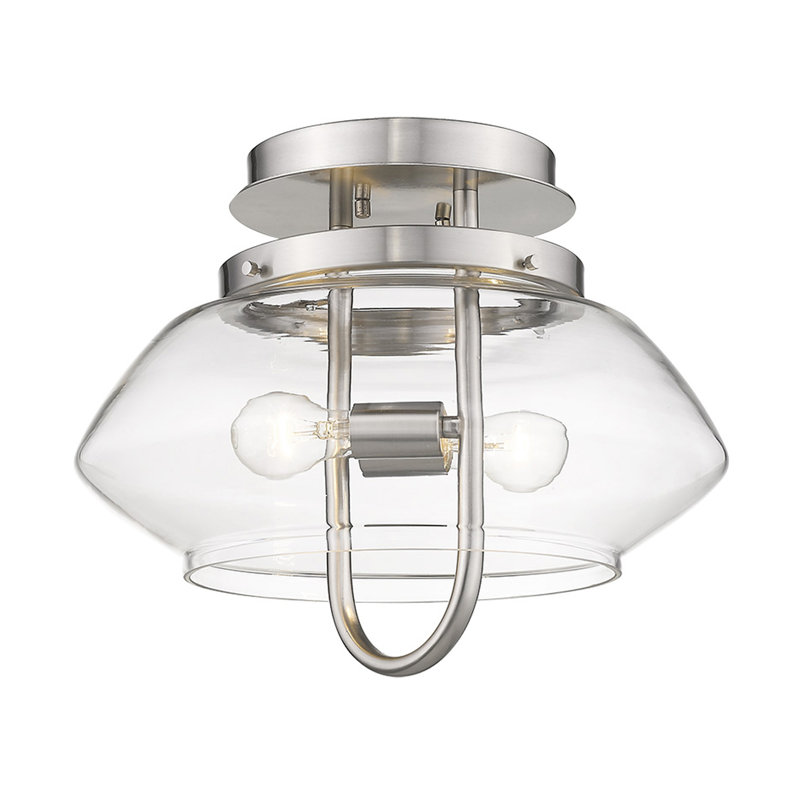 Mathes Glass Semi Flush Mount, Satin Nickel