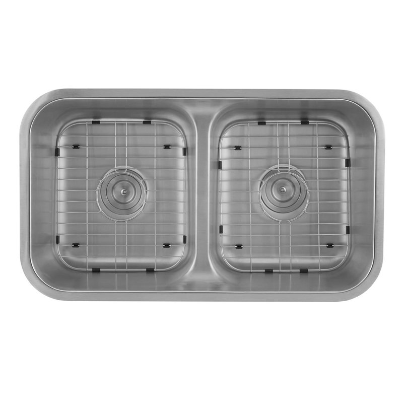 DAX 50/50 Double Bowl Undermount Kitchen Sink - 32" x 18" - 18G, Stainless Steel