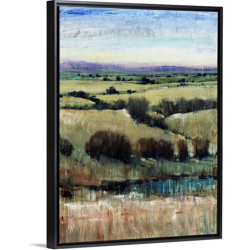 « vista visions ii », peinture sur toile, H 17,7 po x l 13,7 po x p 1,75 po, Cadre flottant noir