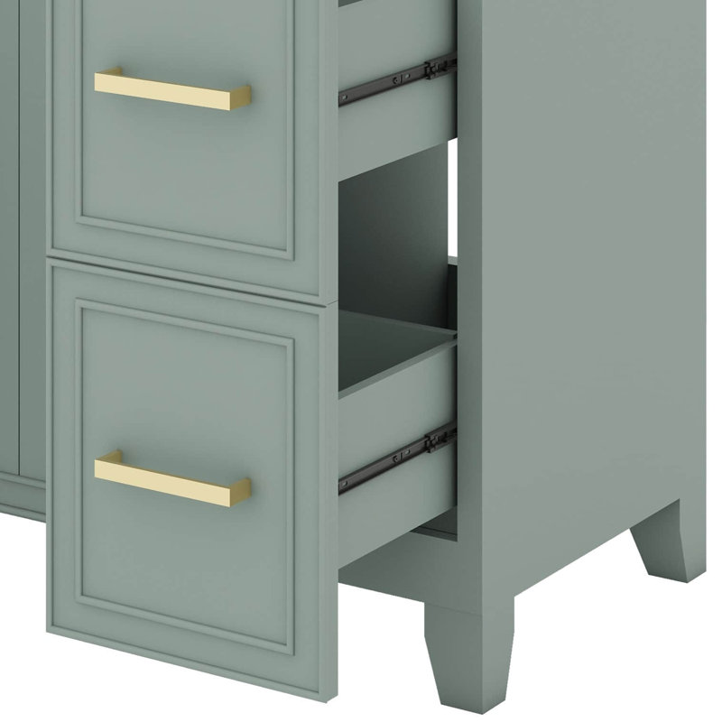 Meuble-lavabo de 36 po avec lavabo en céramique robuste, portes à fermeture en douceur, tablettes flexibles et tiroirs spacieux