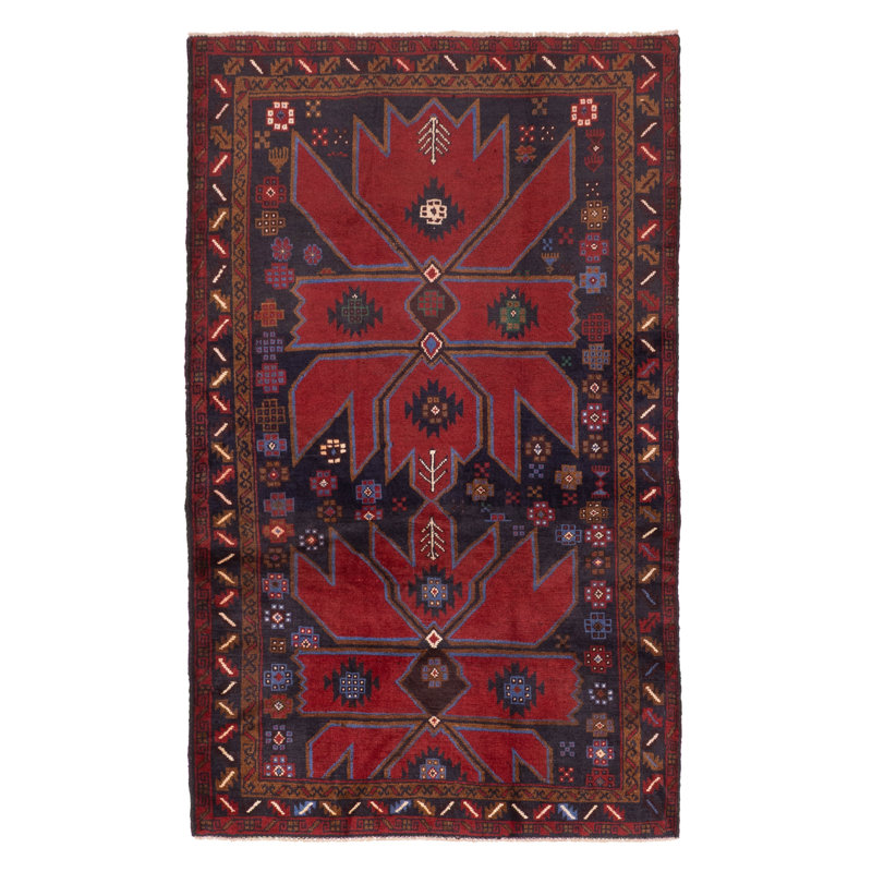 Tapis bleu marine Teimani 3 pi 7 po x 6 pi 3 po
