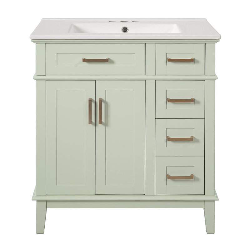 Meuble-lavabo 30 po avec lavabo en céramique, Vert