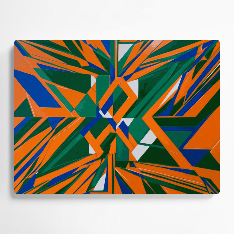 Art mural Hard Edge 54 en métal orange, H 20 po x l 30 po