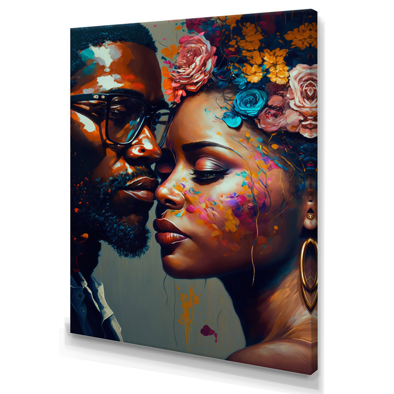 Art sur toile, "Couple amoureux", L 16 po x H 32 po, Toile tendue