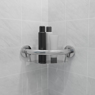 HealthCraft - PLUS Tablette de coin 9,5 po, barre d'appui pour la sécurité du bain et de la douche (capacité de 500 lb)