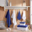 Ensemble de 10 serviettes de cuisine en coton blanc bleu, linges à vaisselle à tissage gaufré 2 tailles, 100% coton filé à l'anneau-129472282