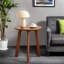 Tables de bout Modern, table d'appoint ronde en bois d'hévéa massif, maison compacte