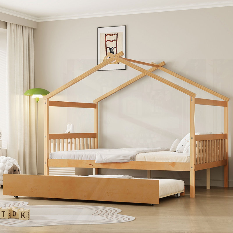 Lit en bois avec couchette, Complète , Naturel
