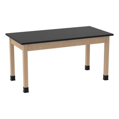 Table de laboratoire de laboratoire d'apprentissage, de laboratoire résistant aux produits chimiques avec plateau en stratifié haute pression noir, pieds en érable massif, mobilier de salle de classe et de laboratoire