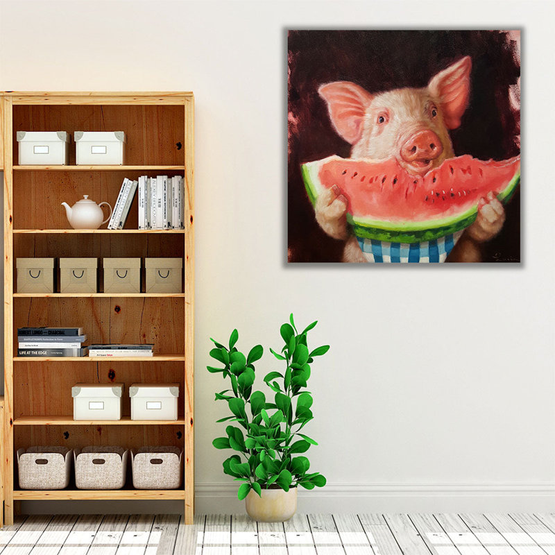 «Pig Out», reproduction d'art sur toile, H 12 po x l 12 po