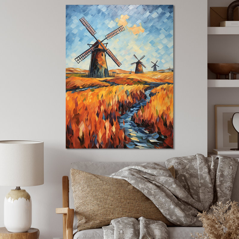 Fauvist Windmill Meadows I - Wind Turbines, art mural, Toile tendue, H 32 po x l 24 po x P 1 po