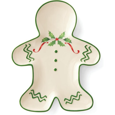Holiday Gingerbread Man Accent Plate, 0.70 LB, Red & Green