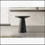 Table basse ronde moderne avec base en forme de cône, structure en bois d'hévéa durable au fini noir élégant-1215939566-1215939571