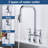 Double Handle Bridge Kitchen Faucet With 360 Degree Spout Swivel In Polished Chrome-124916682