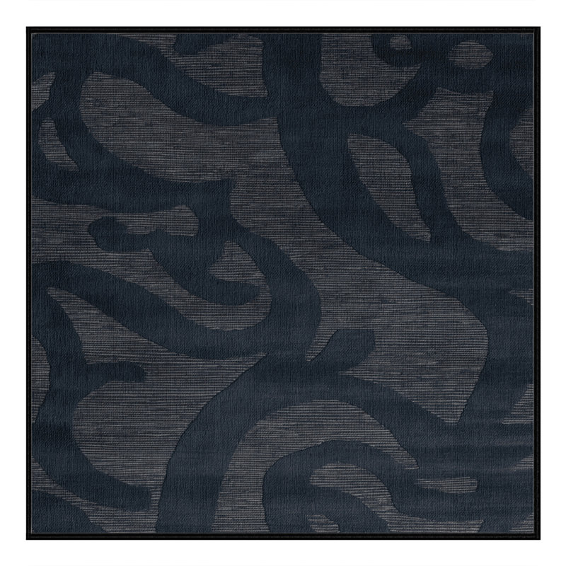 Tapis abstrait gris lavable à la machine, Carré 4 pi