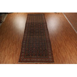 Tapis de couloir unique en laine noué à la main avant 1900 de 7 pi x 19 pi 6 po en rouge / noir / brun