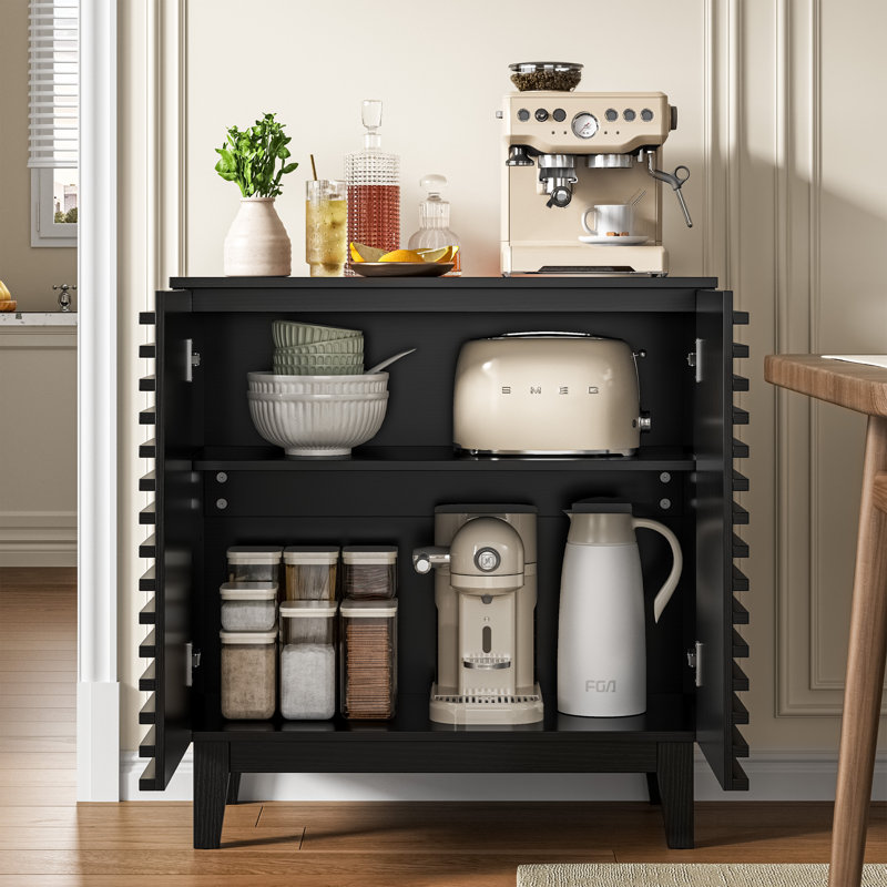 Wooden Wtrips 29.9"w Accent Cabinet, Black