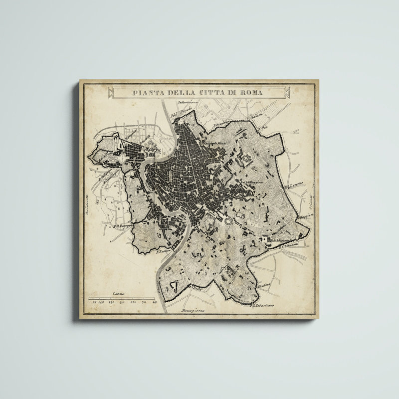 «City Plan of Rome», peinture sur toile, H 36 po x l 36 po