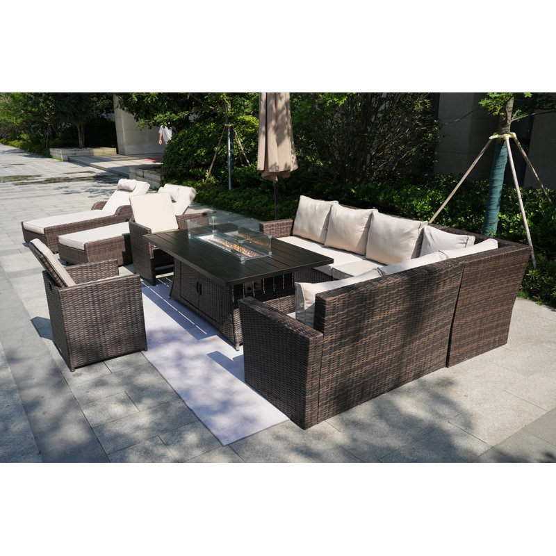 10 - Person Patio Conversation Set with Cushions