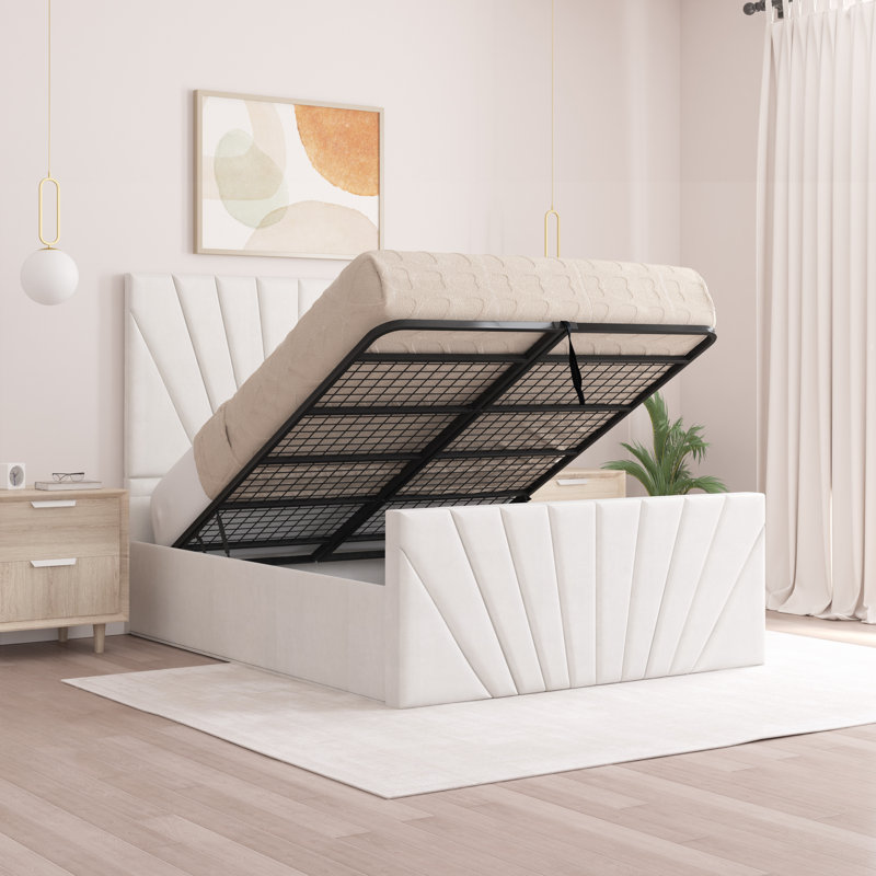 Odolo Upholstered Ottoman Storage Bed, Small Double (4'), White