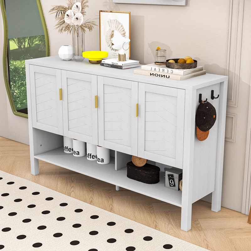 Storage Cabinet with Premium Finish and Stable Raised Legs, White