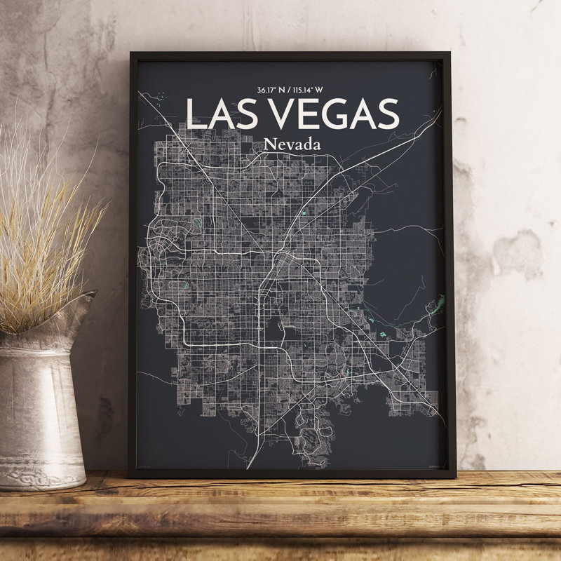 Las Vegas City Map - Unframed Print, 17" H x 11" W x 0.05" D