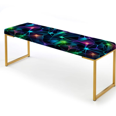 Poupart Luminous Neon Silhouette - Geometric Upholstered Gold Bench