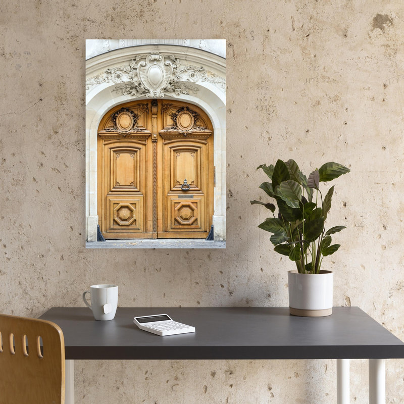 Porte parisienne ornée, impression d'art mural d'architecture classique et élégante, H 18 po x l 12 po