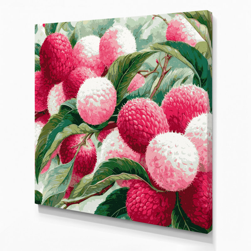 Fruit, litchi gris, art mural sur toile, H 12 po x l 12 po