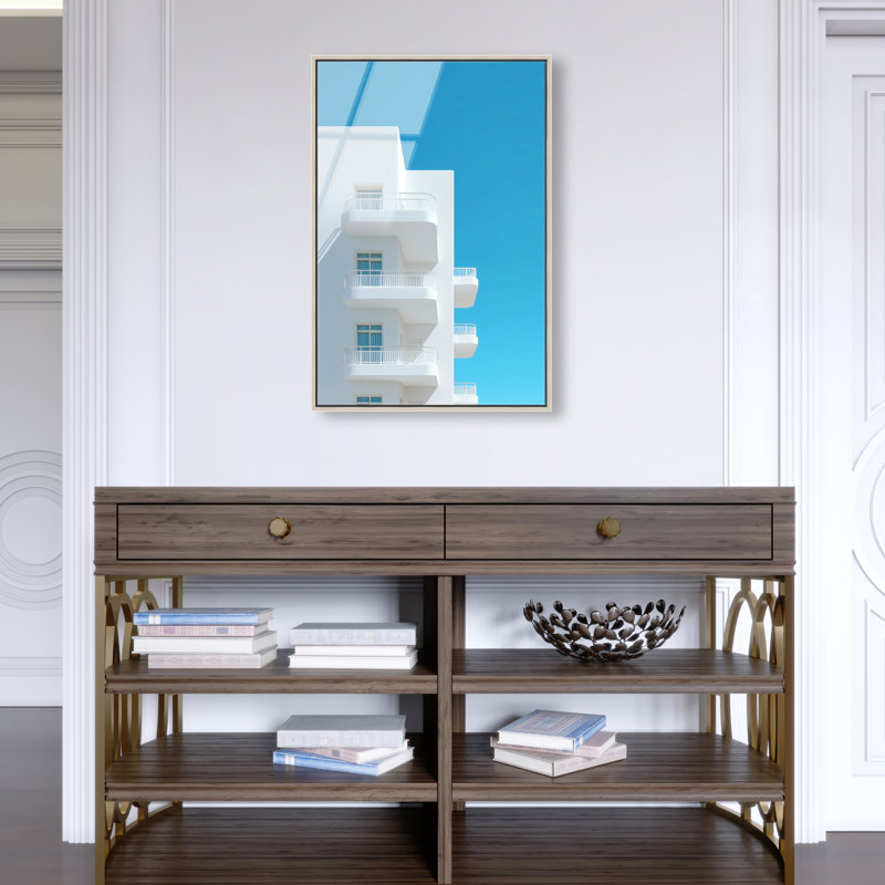 Modular White II Print, 37"H x 25"W, Silver Floater Frame