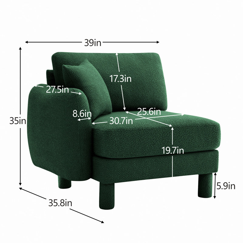 LSF Sofa With Pillow Polyester, Left Hand Facing