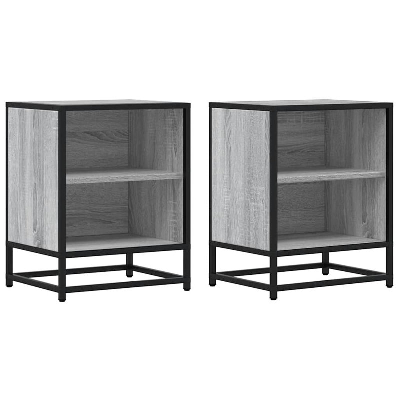 40cm W Metal Bedside Table, Grey Sonoma, 2