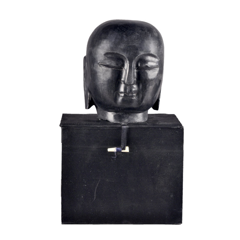 Tête de monk à la main sculptée à la main Asian, Grand