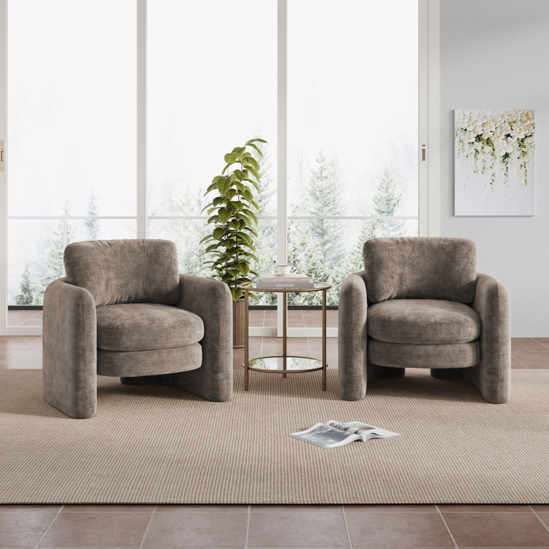 Fauteuil d'appoint 34,5 po, Chenille brun foncé