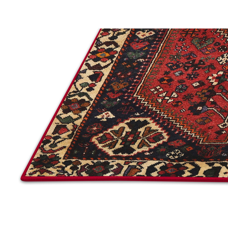 Tapis oriental beige / noir / rouge, Rectangle 7 pi x 9 pi