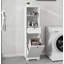 Armoire de trieur de linge inclinable à un compartiment et un tiroir - Blanc