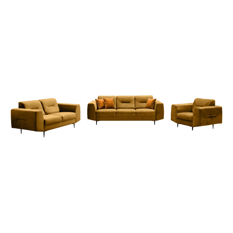 Bedrie 3 - Piece Living Room Set, Black, Yellow