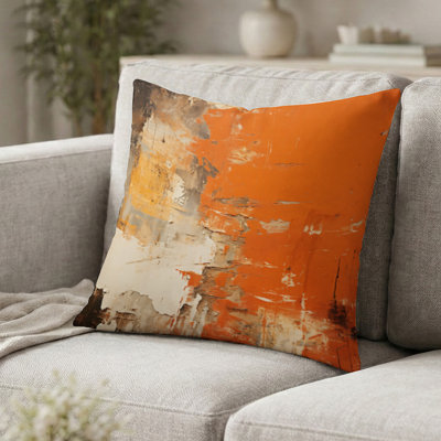 Coussin décoratif abstrait Orange Fire Chaos Art II - Coussin décoratif abstrait