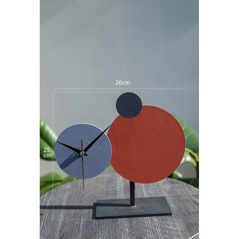 Stylish Decorative Wall Clock, 10.2 x 9.8 inches | 100% Metal, Thickness: 0.2 inches | Eye-Catching Tile Red, Blue & Anthracite Colors | Perfect for Living Room, Office, or Kitchen Decor | Modern Design