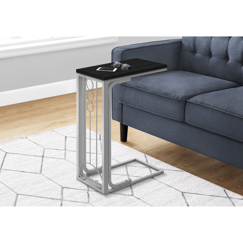Table moderne avec stratifié noir et métal gris, s'intègre bien dans le bureau élégant côté gris, convient aux boissons, salon, chambre à coucher