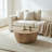 Round Coffee Table with Natural Wood Grain for Living Room