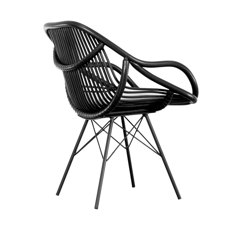 Stockholm Upholstered Arm Chair, Black